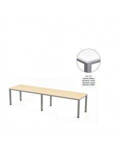 MESA EXECUTIVE DOBLE DE ROCADA 320x80 CM COLOR ALUMINIO / BLANCO