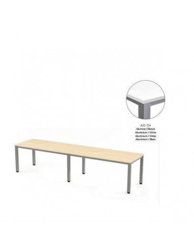 MESA EXECUTIVE DOBLE DE ROCADA 320x80 CM COLOR ALUMINIO / BLANCO