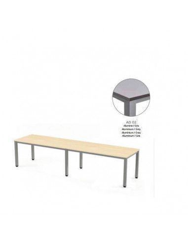 MESA EXECUTIVE DOBLE DE ROCADA 320x80 CM COLOR ALUMINIO / GRIS