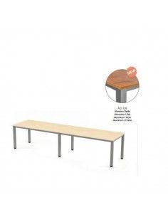 MESA EXECUTIVE DOBLE DE ROCADA 320x80 CM COLOR ALUMINIO/ ROBLE