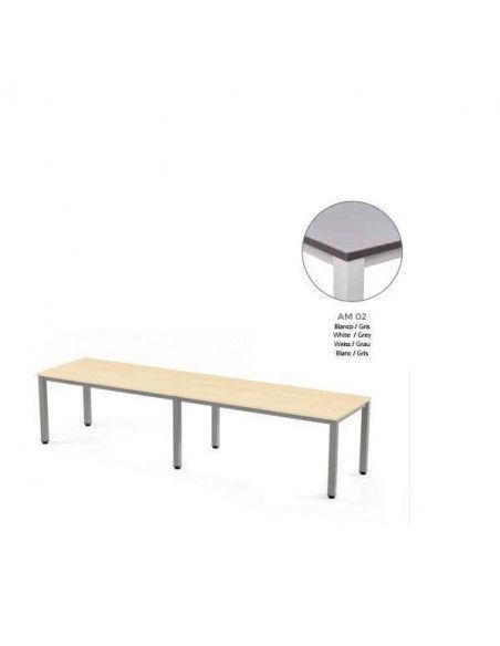 MESA EXECUTIVE DOBLE DE ROCADA 360x80 CM COLOR BLANCO / GRIS