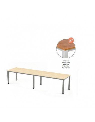 MESA EXECUTIVE DOBLE DE ROCADA 360x80 CM COLOR BLANCO/ ROBLE