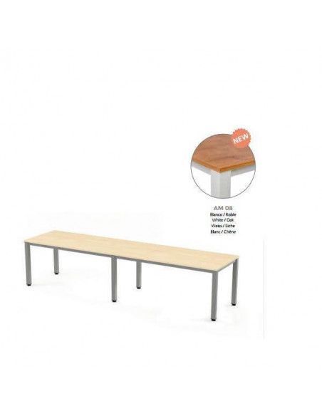 MESA EXECUTIVE DOBLE DE ROCADA 360x80 CM COLOR BLANCO/ ROBLE