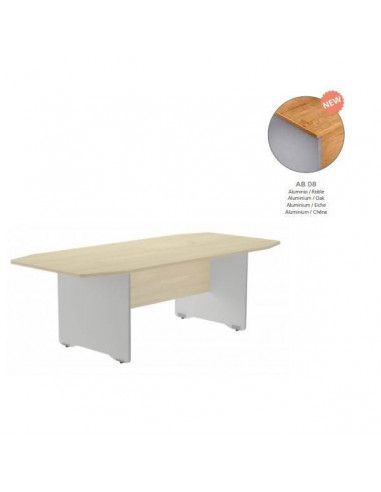 MESA DE ROCADA MODELO MEETING TAMAÑO DE 220x100x72 CM ALUMINIO / ROBLE