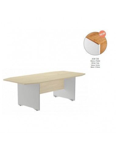 MESA DE ROCADA MODELO MEETING TAMAÑO DE 220x100x72 CM BLANCO / ROBLE