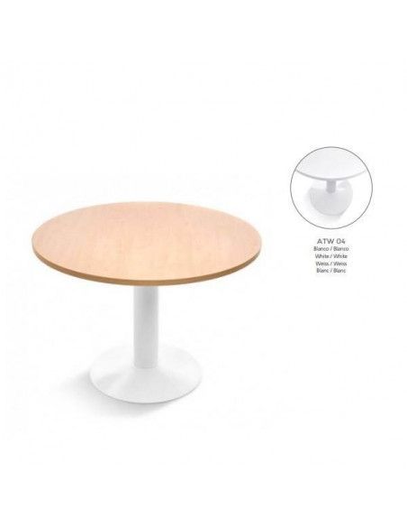 MESA DE ROCADA MODELO MEETING REDONDA120 CM DE DIÁMETRO COLOR BLANCO / BLANCO