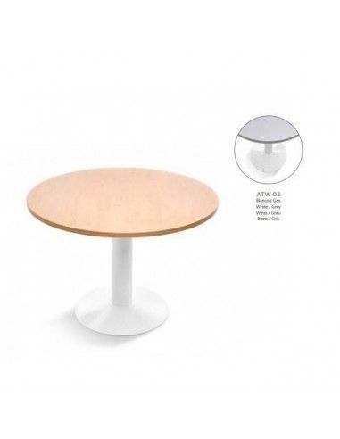 MESA DE ROCADA MODELO MEETING REDONDA120 CM DE DIÁMETRO COLOR BLANCO / GRIS