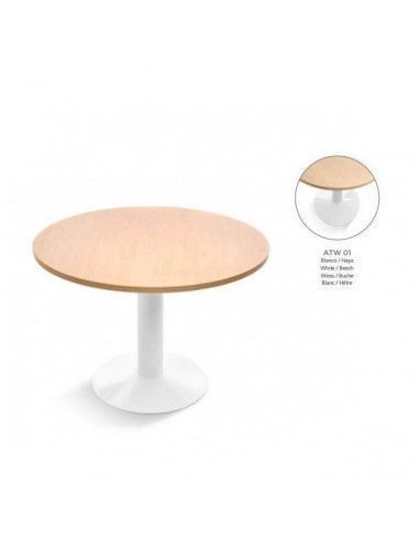 MESA DE ROCADA MODELO MEETING REDONDA120 CM DE DIÁMETRO COLOR BLANCO / HAYA
