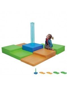 SET DE 4 PIEZAS DE PSICOMOTRICIDAD INFANTIL Y UN TUBO SENSORIAL CON BLOQUE 180X180X30 CM