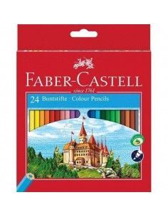 PINTURAS DE COLORES FABER CASTELL CAJA ROJA 24 UNIDADES