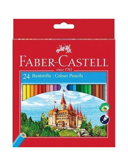 PINTURAS DE COLORES FABER CASTELL CAJA ROJA 24 UNIDADES