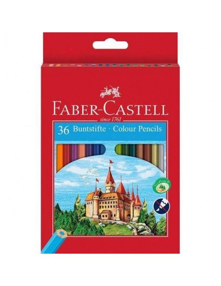 LÁPICES DE COLORES FABER CASTELL CAJA ROJA 36 UNIDADES