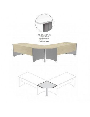 MESA DE ROCADA EN ÁNGULO DE 90º  80X80 CM PARA WORK/METAL COLOR BLANCO