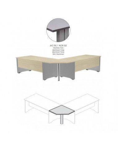 MESA DE ROCADA EN ÁNGULO DE 90º  80X80 CM PARA WORK/METAL COLOR GRIS