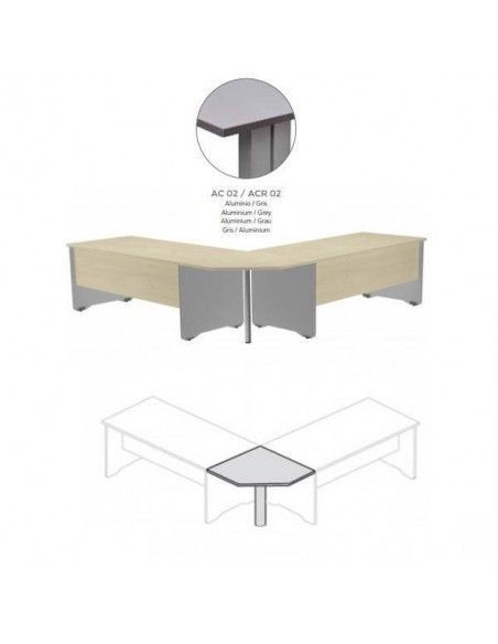 MESA DE ROCADA EN ÁNGULO DE 90º  80X80 CM PARA WORK/METAL COLOR GRIS
