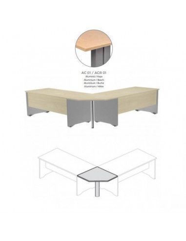 MESA DE ROCADA EN ÁNGULO DE 90º  80X80 CM PARA WORK/METAL COLOR HAYA