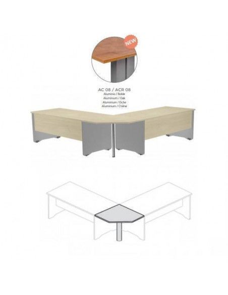 MESA DE ROCADA EN ÁNGULO DE 90º  80X80 CM PARA WORK/METAL COLOR ROBLE