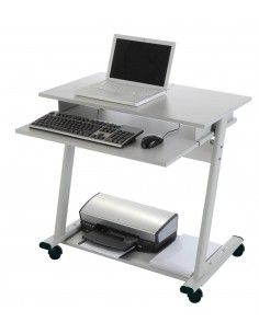 MESA ORDENADOR DE ROCADA RD-9100 COLOR GRIS CON BANDEJA DE TECLADO EXTRAIBLE