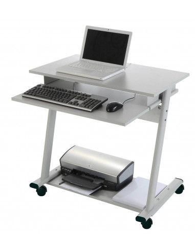 MESA ORDENADOR DE ROCADA RD-9100 COLOR GRIS CON BANDEJA DE TECLADO EXTRAIBLE