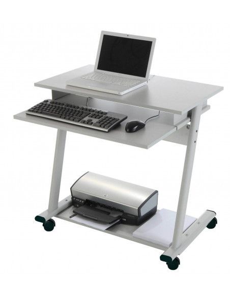 MESA ORDENADOR DE ROCADA RD-9100 COLOR GRIS CON BANDEJA DE TECLADO EXTRAIBLE