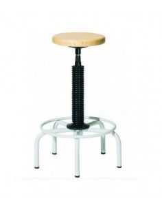 TABURETE RD-900 DE ROCADA CON 5 PIES Y ASIENTO DE MADERA TAMAÑO 49X48 CM