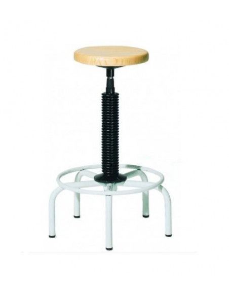 TABURETE RD-900 DE ROCADA CON 5 PIES Y ASIENTO DE MADERA TAMAÑO 49X48 CM