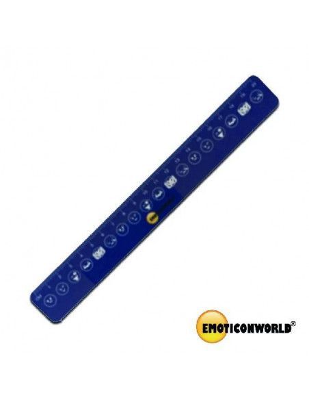 REGLA CON DIBUJOS DE EMOJIS COLOR AZUL 20CM