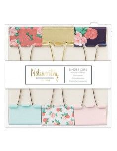 PACK DE 6 CLIPS PARA CARPETAS DE LA MARCA DOCRAFTS CON ESTAMPADOS FLORALES Y COLORES CONTRASTE