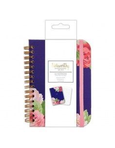 AGENDA ESPIRAL TAMAÑO A6 DE DOCRAFTS MODELO FLORAL CON COLORES CONTRASTADOS