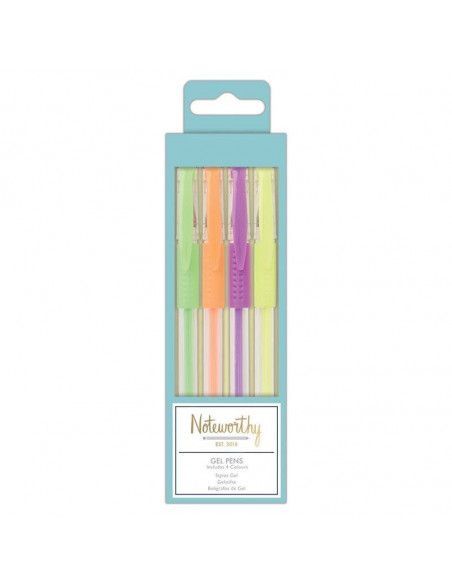 PACK DE BOLÍGRAFOS DE GEL CON EL DISEÑO DE PASTEL HUES DE LA MARCA DOCRAFTS 4 UND