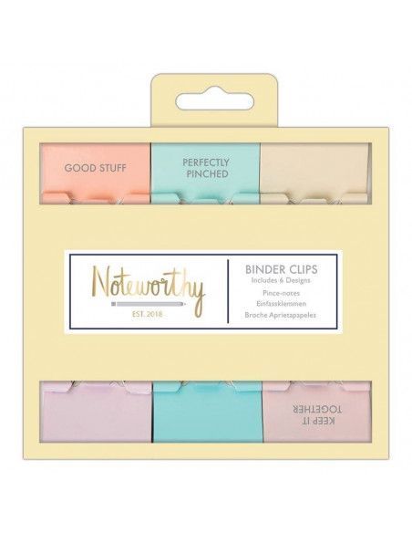 PACK DE 6 CLIPS PARA CARPETAS DE LA MARCA DOCRAFTS CON UN DISEÑO DE COLORES PASTEL HUES