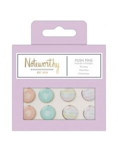 PUSH PINS PACK DE 8 ALFILERES CON DISEÑOS PASTEL HUES DE DOCRAFTS PARA TABLONES DE ANUNCIOS