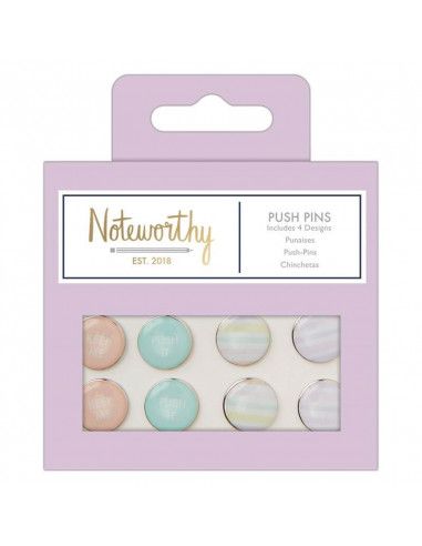 PUSH PINS PACK DE 8 ALFILERES CON DISEÑOS PASTEL HUES DE DOCRAFTS PARA TABLONES DE ANUNCIOS