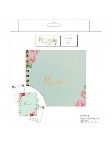 AGENDA PLANIFICADORA CON 12 SEPARADORES DE LA MARCA DOCRAFTS MODELO DE ESTAMPADOS DE FLORES