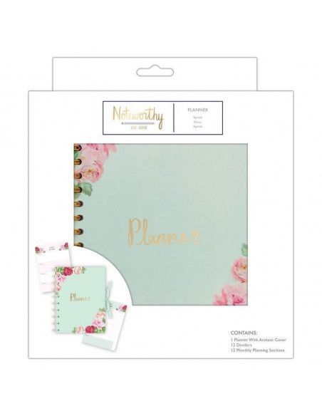 AGENDA PLANIFICADORA CON 12 SEPARADORES DE LA MARCA DOCRAFTS MODELO DE ESTAMPADOS DE FLORES