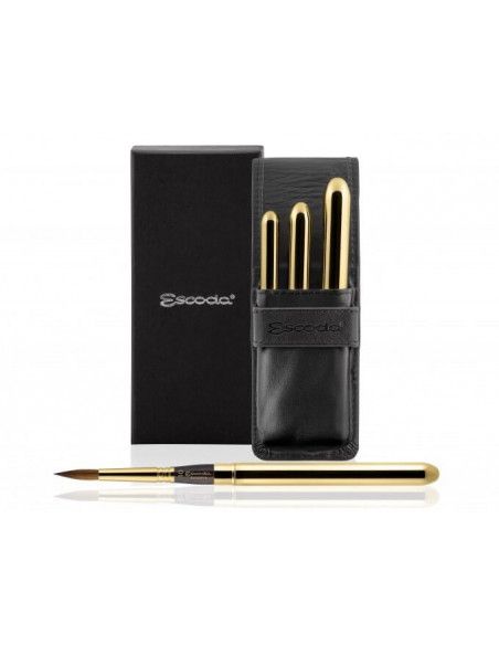 ESTUCHE DE PINCELES DE LA GAMA RESERVA BAÑADOS EN COLOR DORADO DE LA MARCA ESCODA