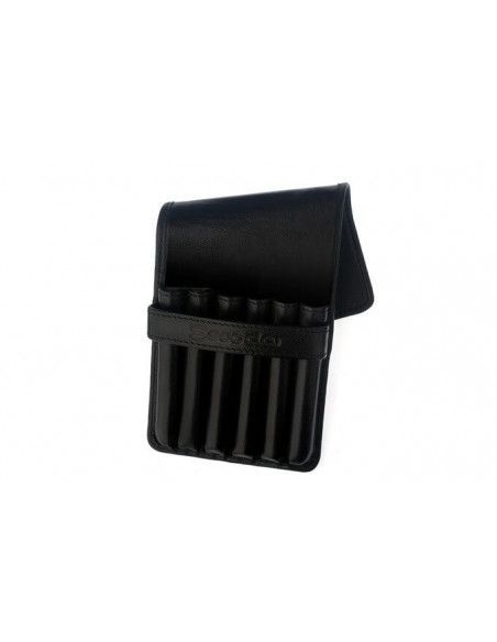 ESTUCHE-PETACA DE PIEL COLOR NEGRA APTA PARA 6 PINCELES DE ESCODA