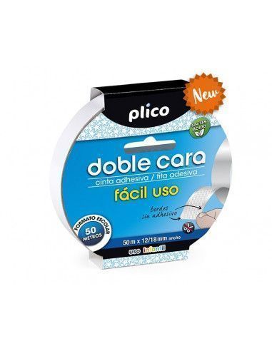 DOBLE CARA CINTA ADHESIVA CARA FACIL USO DE LA MARCA PLICO TAMAÑO 50 M X 12 MM