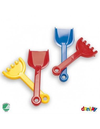 PALA Y RASTRILLO EN CONJUNTO DE PLÁSTICO RESISTENTE DE LA MARCA ANDREU TOYS. 24 CM