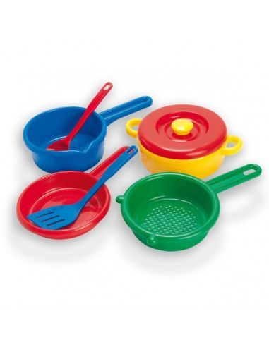 SET DE OBJETOS DE COCINA DE JUGUETE REALIZADOS EN PLÁSTICO RESISTENTE DE LA MARCA ANDREU TOYS
