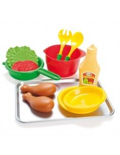 SET DE JUGUETE DE POLLO Y ENSALADA REALIZADO EN PLÁSTICO RESISTENTE DE LA MARCA DE ANDREU8 TOYS