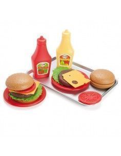 SET DE HAMBURGUESA CON SALSAS REALIZADO EN PLASTICO RESISTENTE DE LA MARCA ANDREU TOYS