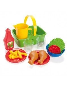 JUEGO DE PICNIC DE POLLO Y ENSALADA REALIZADO EN PLASTICO RESISTENTE DE LA MARCA ANDREU TOYS