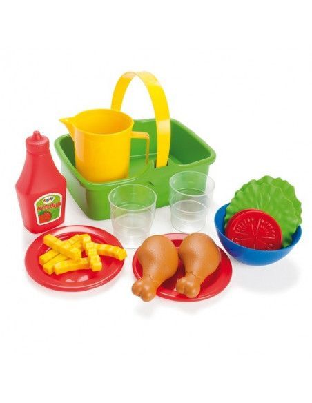 JUEGO DE PICNIC DE POLLO Y ENSALADA REALIZADO EN PLASTICO RESISTENTE DE LA MARCA ANDREU TOYS