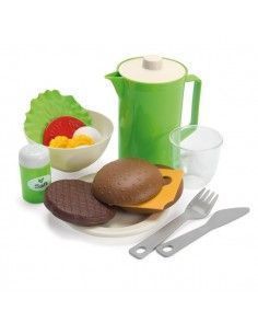 SET DE COMIDA DE JUGUETE REALIZADO EN PLASTICO RESISTENTE DE LA MARCA ANDREU TOYS. 18 PIEZAS.