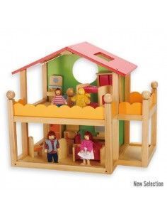 CASA DE MUÑECAS DE 2 PLANTAS FABRICADA EN MADERA DE LA MARCA ANDREU TOYS CON 47X35 CM