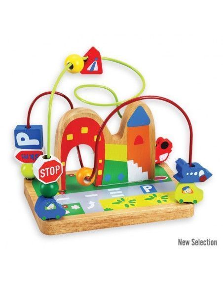JUEGO DE CUENTAS DE MADERA CON TEMÁTICA DE SEÑALES. MARCA ANDREU TOYS. TAMAÑO 28X21 CM
