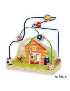 JUEGO DE CUENTAS DE MADERA CON TEMÁTICA DEANIMALES DE GRANJA. MARCA ANDREU TOYS. TAMAÑO 20X12 CM