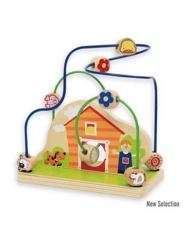 JUEGO DE CUENTAS DE MADERA CON TEMÁTICA DEANIMALES DE GRANJA. MARCA ANDREU TOYS. TAMAÑO 20X12 CM