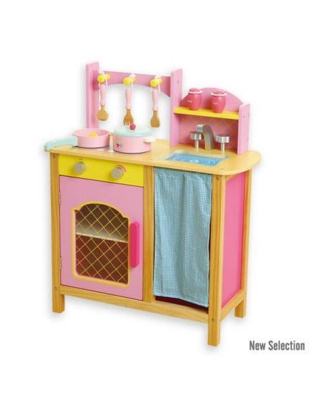 COCINA DE JUGUETE COMPLETA REALIZADA EN MADERA DE LA MARCA ANDREU TOYS. TAMAÑO 54X24 CM